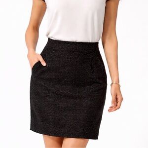 CAbi Black Wool Skirt Size 0 Textured Tweed Mini Pencil Skirt Career Classic 0